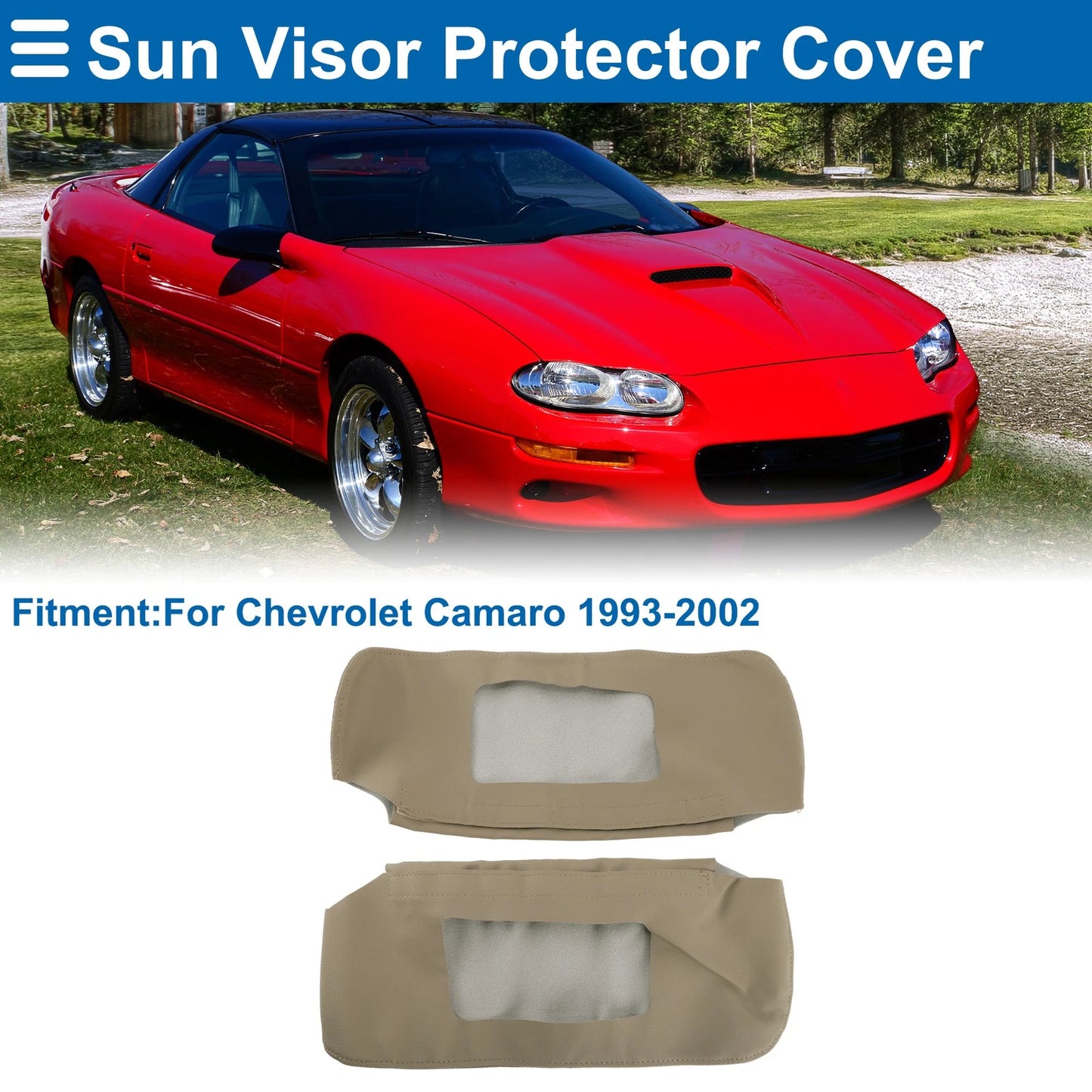 Sun Visor Cover Set for Chevrolet Camaro (1993–2002) Left Right Faux Leather Beige