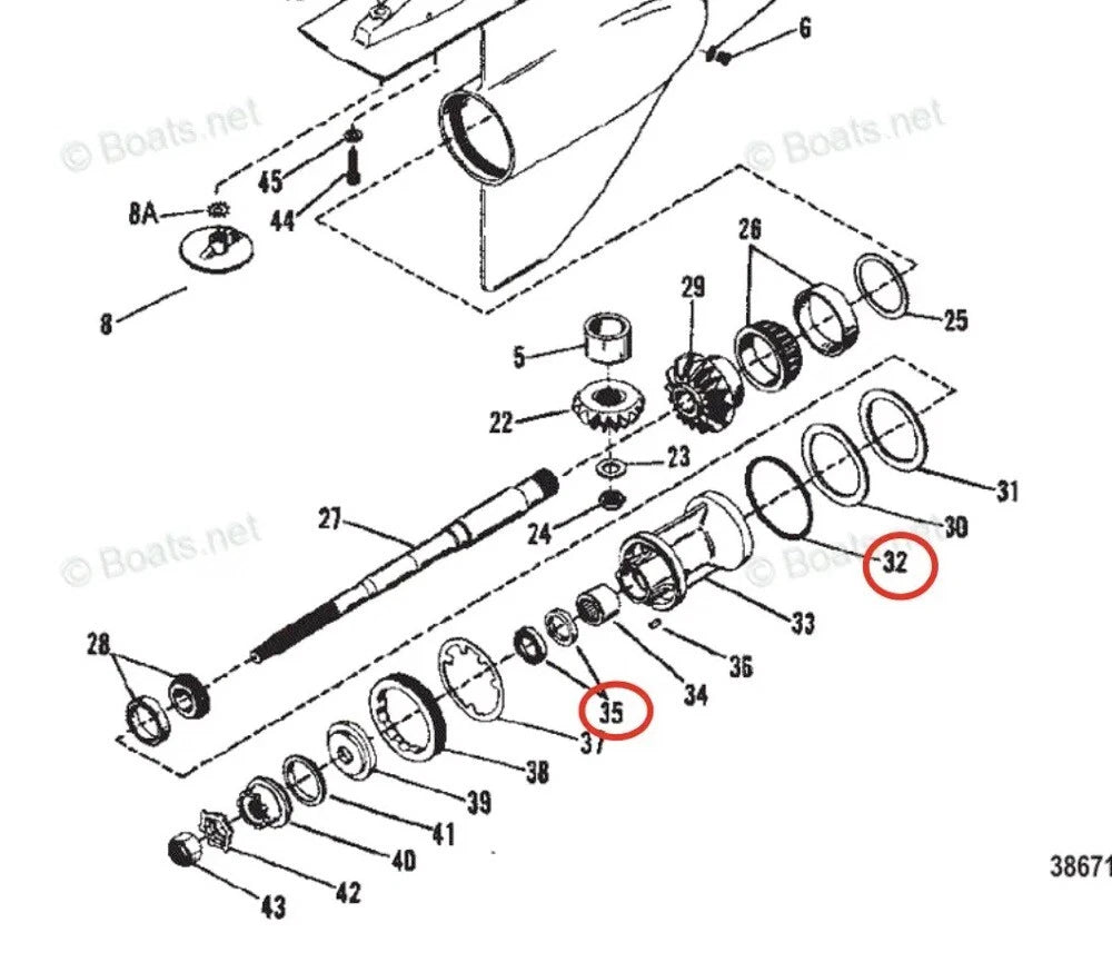 Lower Unit Gearcase Seal Kit for Mercruiser Bravo II