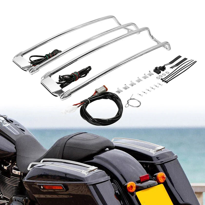 Saddlebag Lid Top Rail & LED Light for Harley Touring Road King (1994-2013)