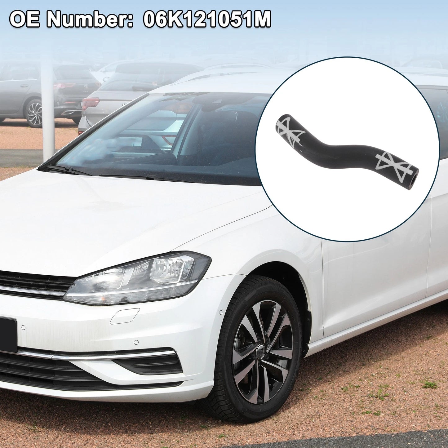 Radiator Hose Coolant Pipe for Volkswagen Tiguan 2.0L (2008–2017) No. 06K121051M Rubber Black