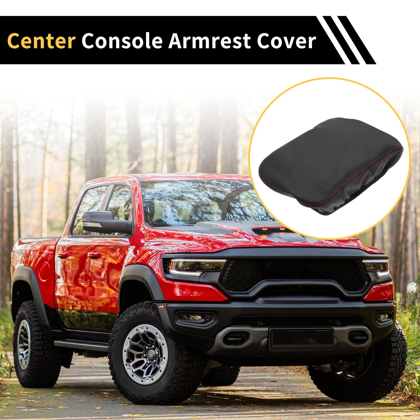 Console Lid Armrest Cover for GMC Canyon (2015–2023) Microfiber Leather Black