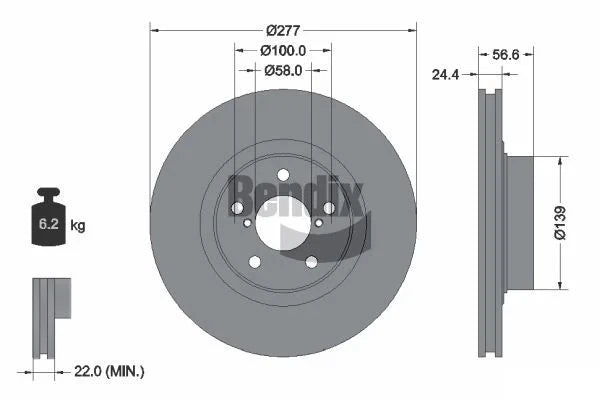 2X Bendix Front Brake Rotors for Subaru Forester (1997–2002)