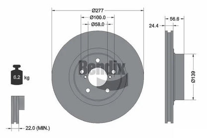 2X Bendix Front Brake Rotors for Subaru Forester (1997–2002)
