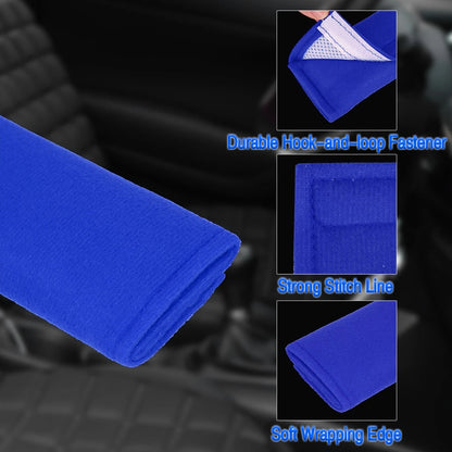 Set of 4 Universal Blue Seat Belt Cover Shoulder Pad Strap Protectors