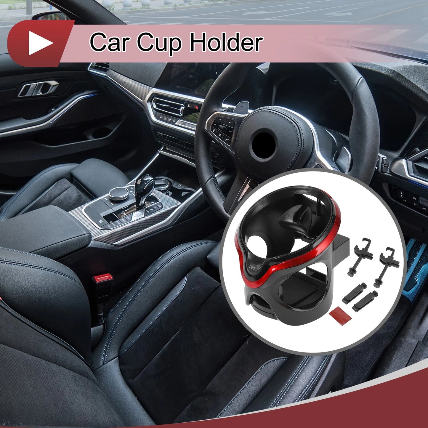 Cup Holder with LED Light for Most Vehicles (Universal Fit)