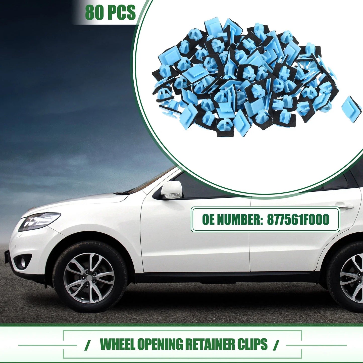 Wheel Opening Retainer Clips 80 Pcs for Hyundai Santa Fe (2013-2021)