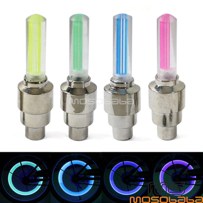 Green LED Flash Neon Lamp Wheel Tire Rim Valve Caps for Motorcycle