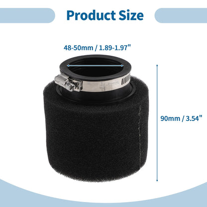 Set of 1 Motorcycle Air Filter Universal 48-50 mm Rubber Foam Black