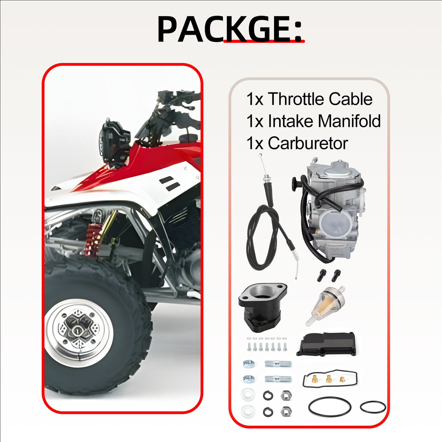 Throttle Cable & Intake Manifold for Yamaha Warrior 350 (1987–2004)