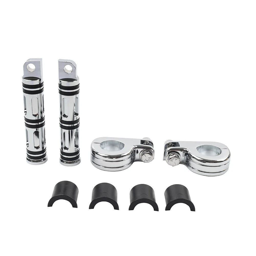 Engine Guard Bar Foot Pegs for Harley Yamaha (25-32mm, Chrome)