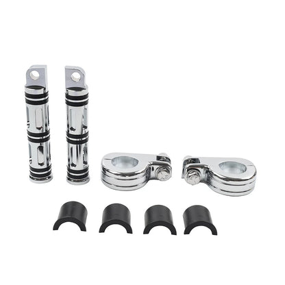 Engine Guard Bar Foot Pegs for Harley Yamaha (25-32mm, Chrome)