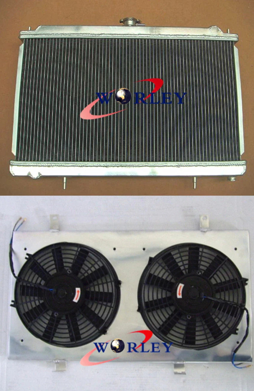 3 Row Aluminum Radiator with Fan Shroud & Hoses for Nissan Silvia S14 S15 (1995-2002)
