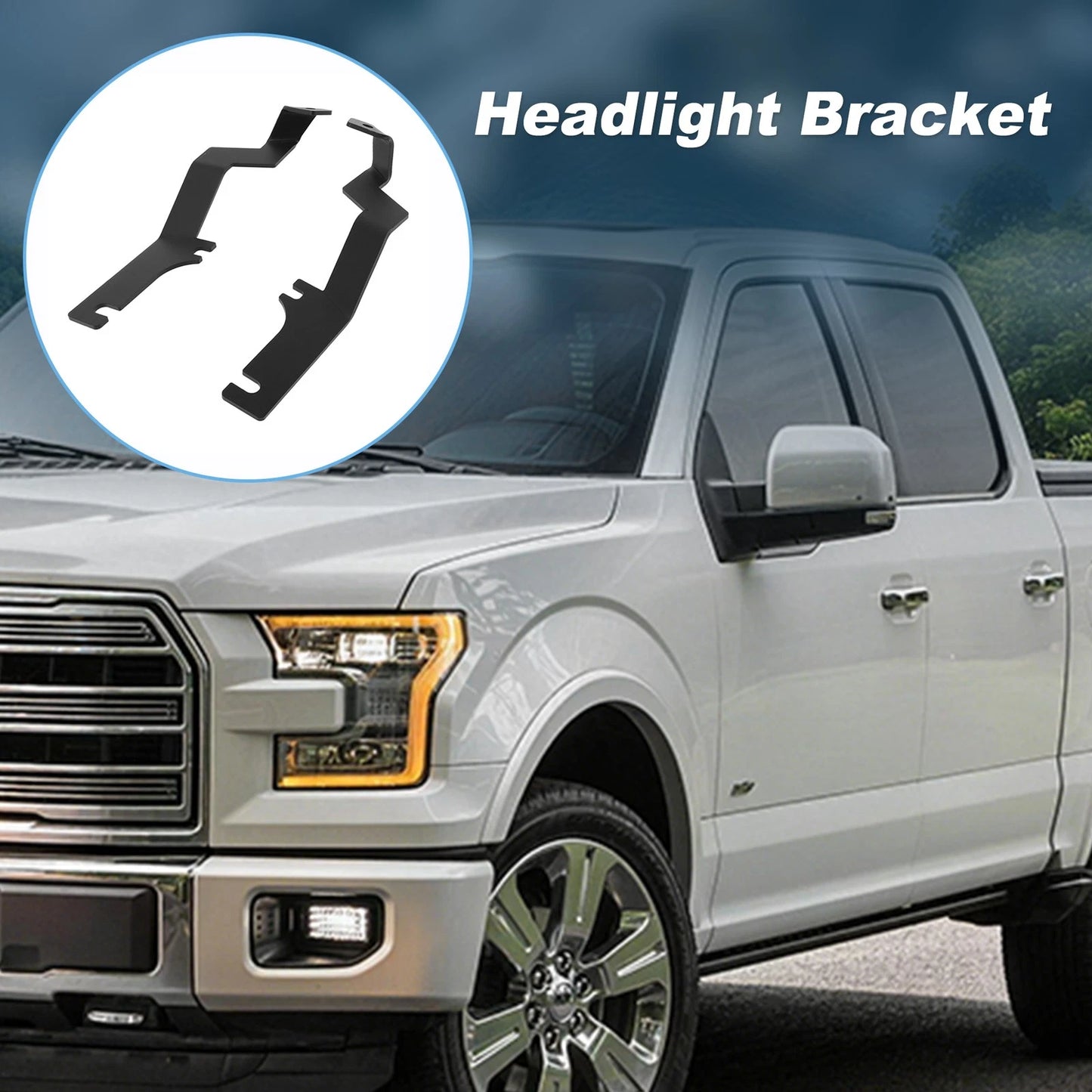 Headlight Hood Mount Bracket for Ford F-150 (2015–2020) 1 Pair, Black