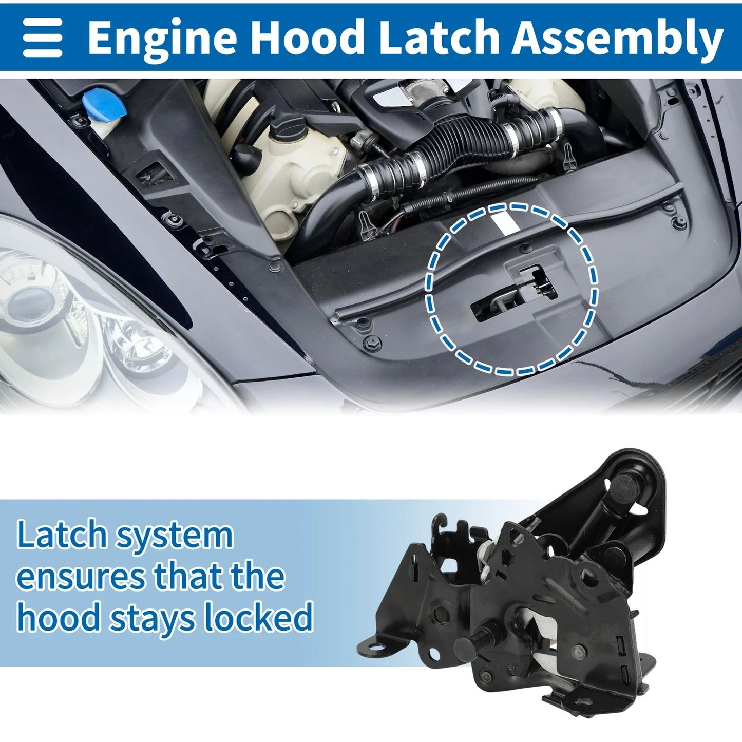 Hood Latch Assembly for BMW 528i Engine Hood Latch Release