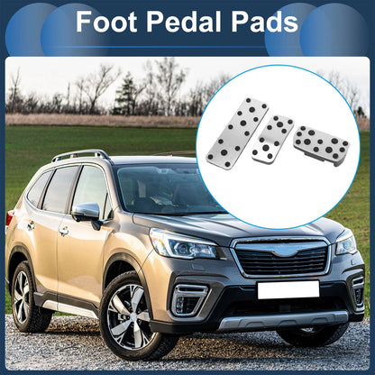 3Pcs Foot Accelerator Pedal Covers for Subaru Forester (2006–2018) Silver Tone