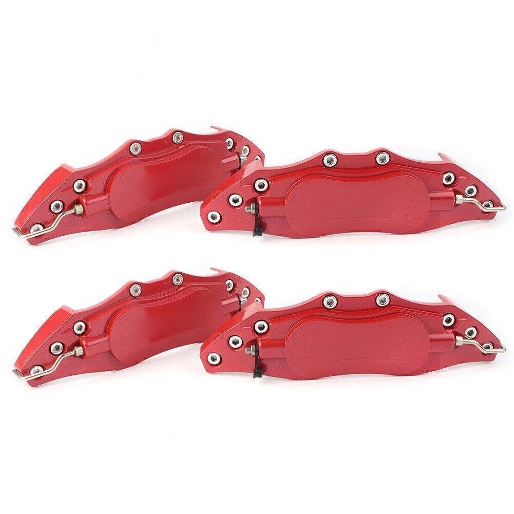Set of 4 Metal 3D Brake Caliper Covers for Universal Fit (10.5") - Red