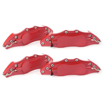 Set of 4 Metal 3D Brake Caliper Covers for Universal Fit (10.5") - Red
