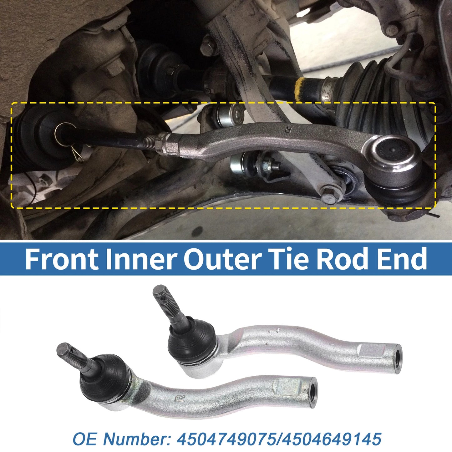 2pcs Front Outer Tie Rod End Links for Toyota Prius (2001–2009) No.4504749075/4504649145