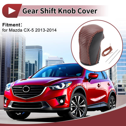 1 Pc Gear Shift Knob Cover for Mazda CX-5 (2013–2014) Black Brown Faux Leather