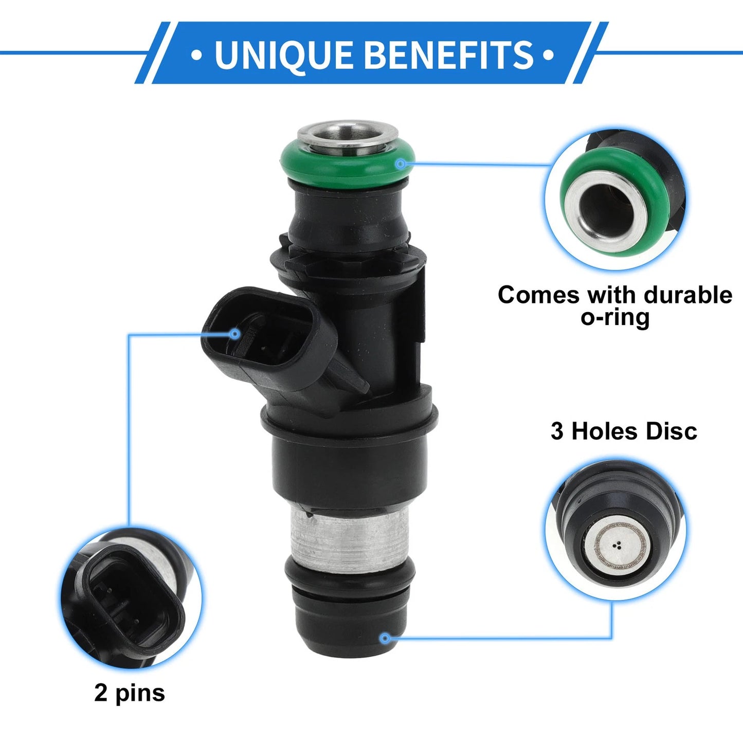 Fuel Injector No. 25348180 for GMC Sierra 1500 5.3L (1999–2006) 1 Pc Black