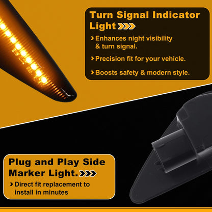 2X Side Marker Fender Light 63237271008 for BMW X3 F25 (2011–2017) Smokey Lens