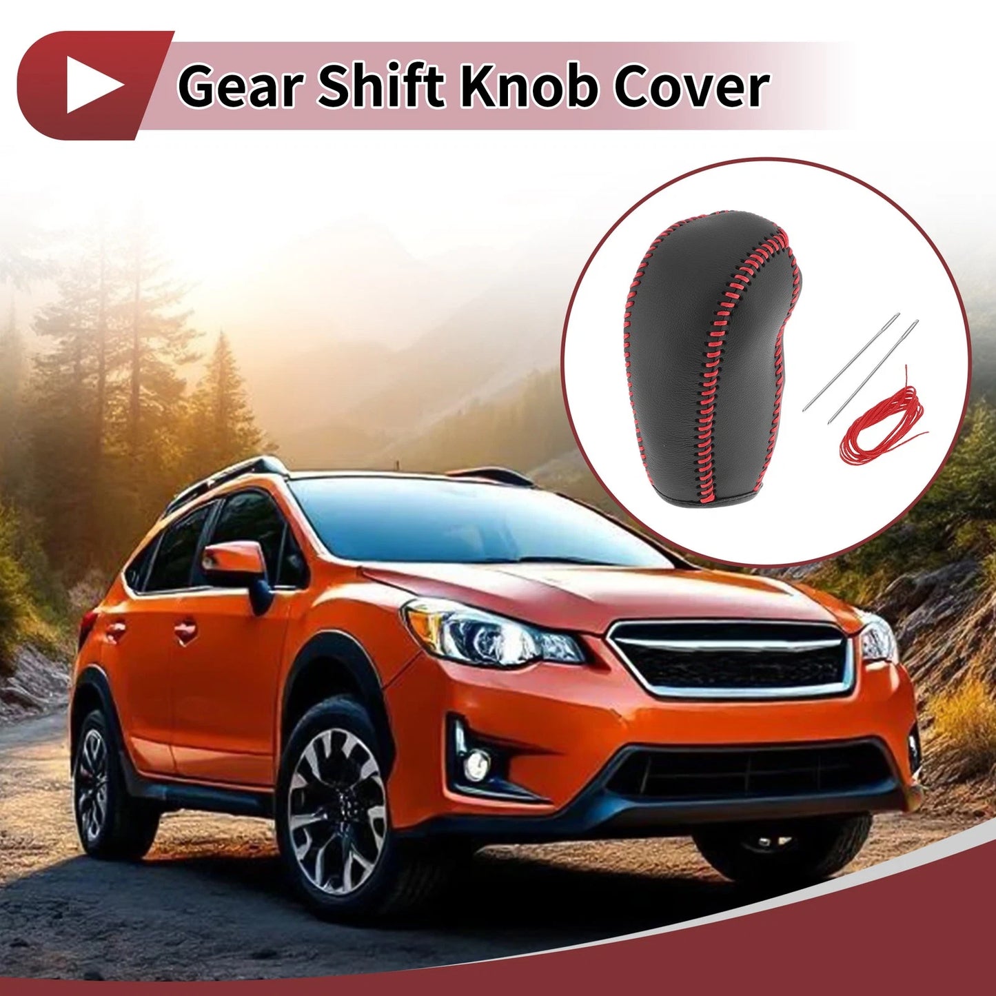 1 Pc Gear Shift Knob Cover for Subaru Forester (2014–2017) Black Red