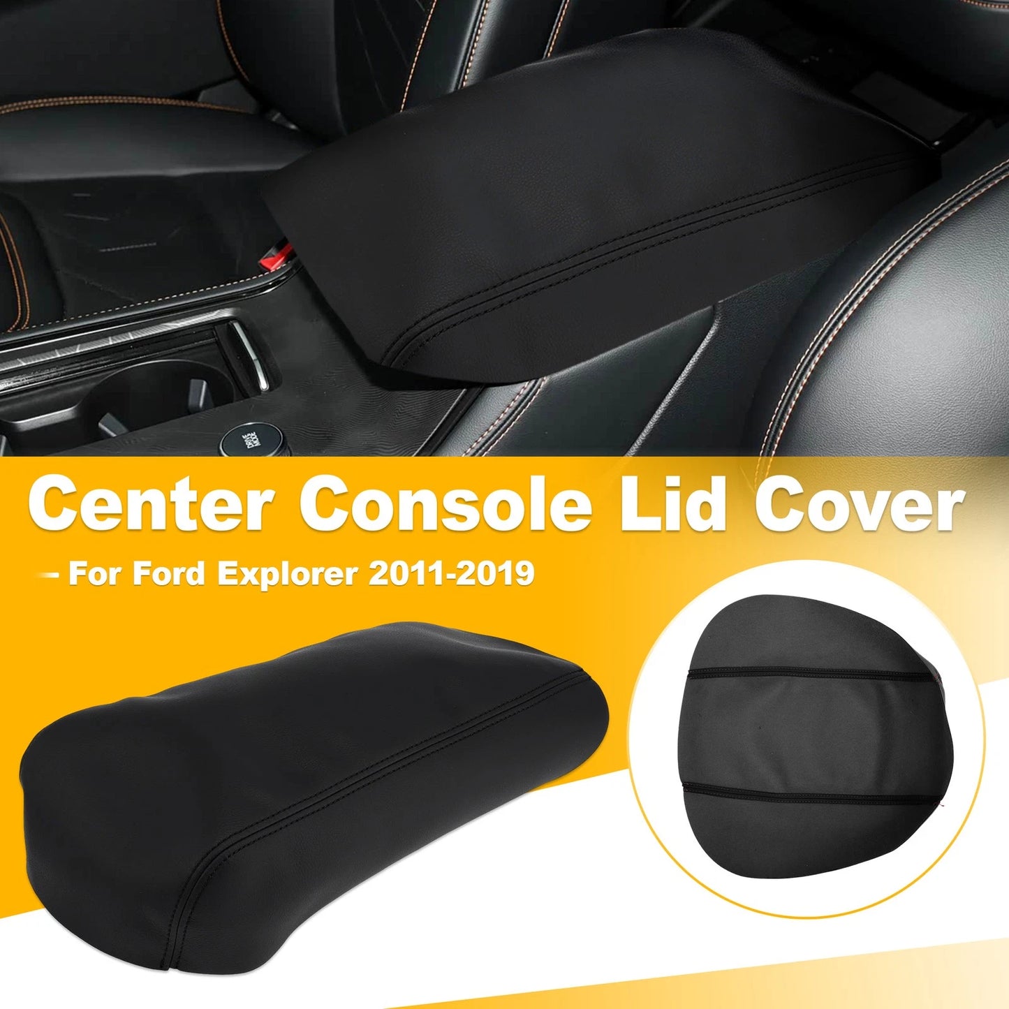Leather Center Console Lid Armrest Cover for Ford Explorer (2011–2019)