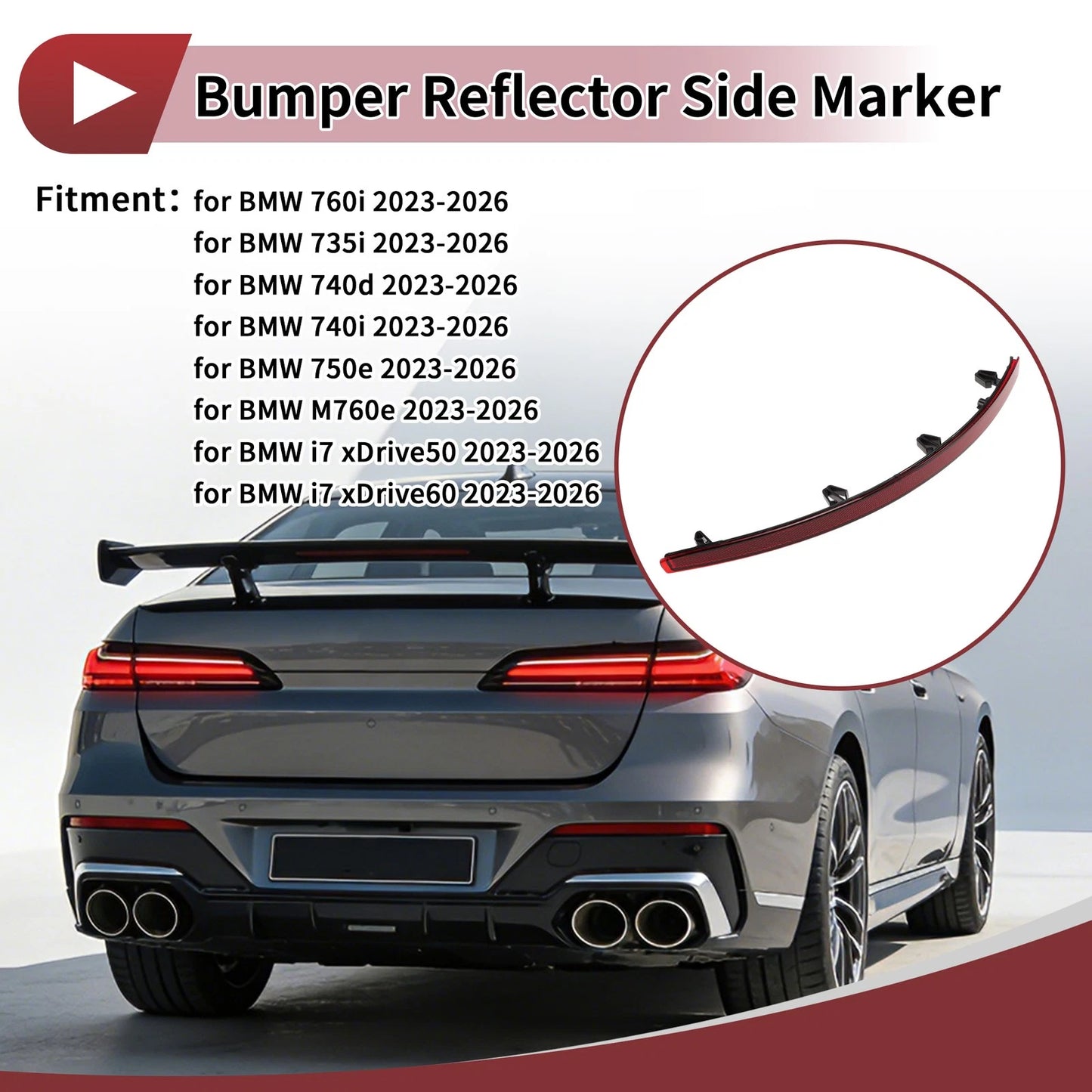 Rear Left Bumper Reflector No. 63149464195 for BMW 760i (2023–2026)