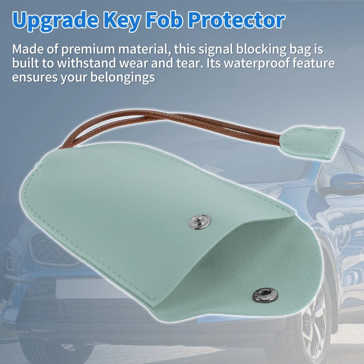 Car Key Case   - PU Smart Key Fob Cover Light Blue