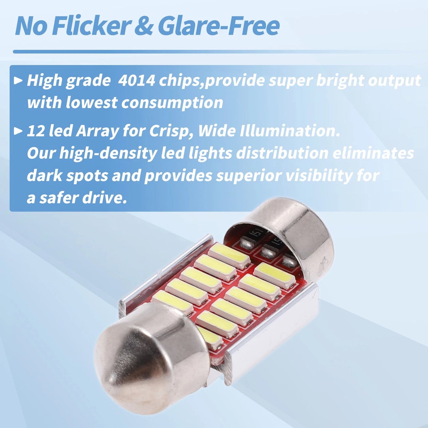 2X LED Dome Light Bulbs 4014 Chip 31mm White