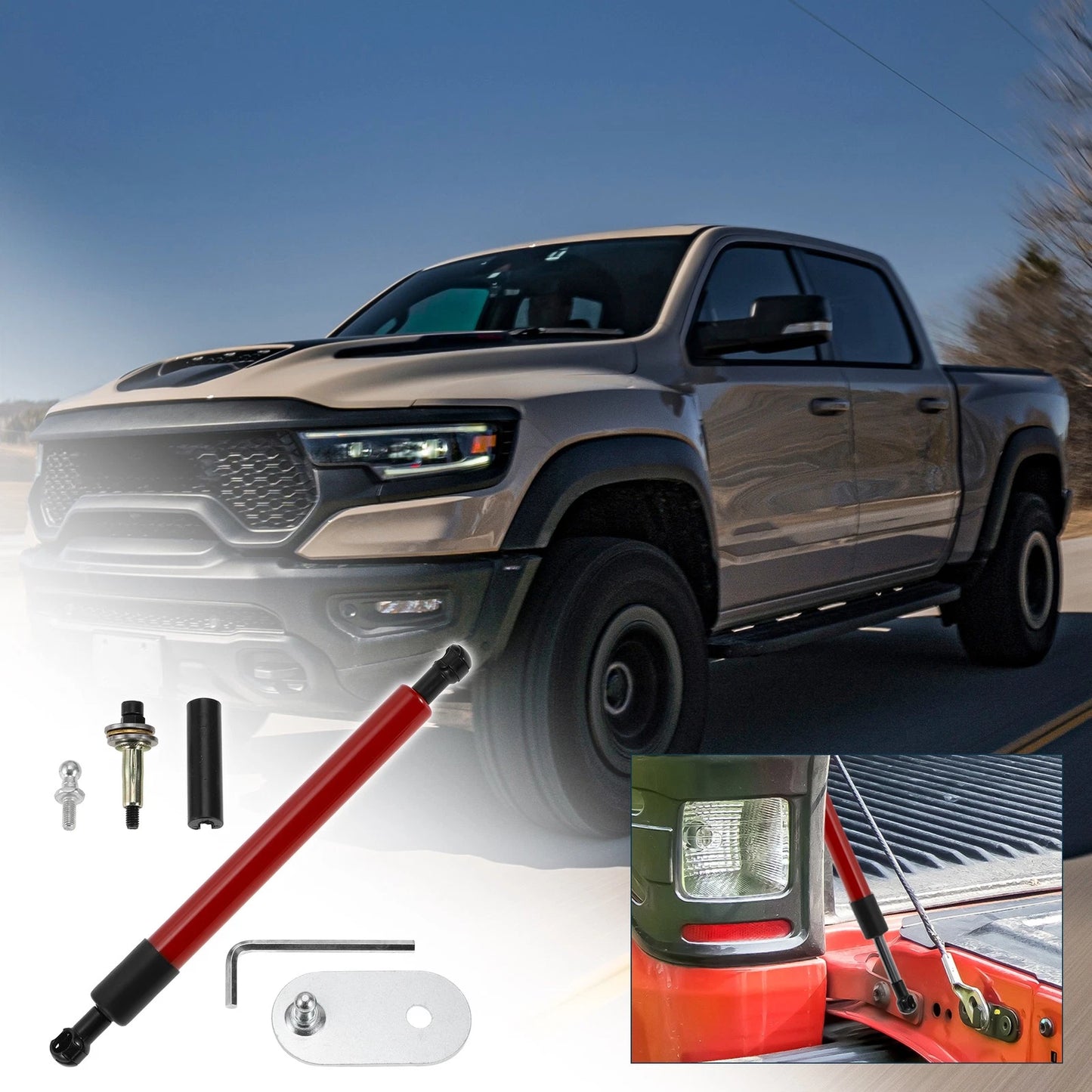 Rear Tailgate Assist for RAM HD 1500 2500 3500 (2010–2022) Red