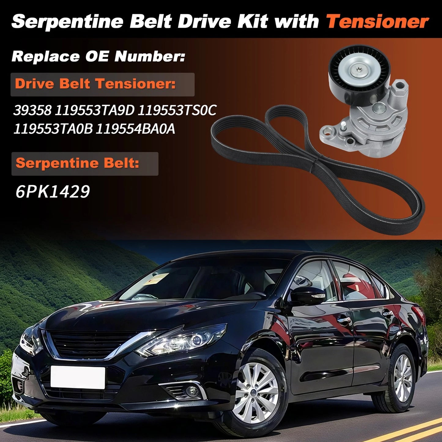 Drive Belt Tensioner Kit 90K-39358 for Nissan Altima Rogue (2013–2018)