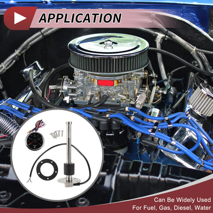 Fuel Sending Unit and Gauge Kit 0-190ohm 200mm for Boat Car Truck