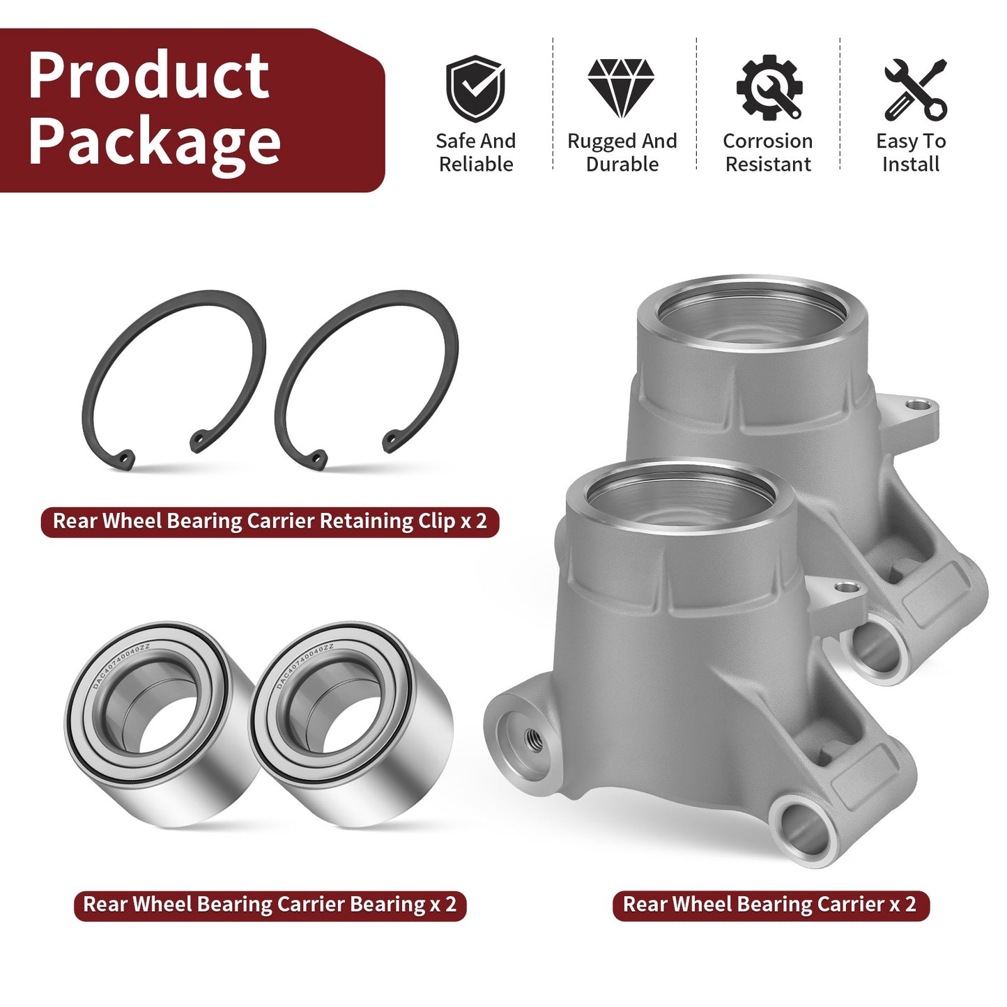 2X Rear Wheel Bearing Carrier for Polaris Sportsman 500 HO (2008–2013)