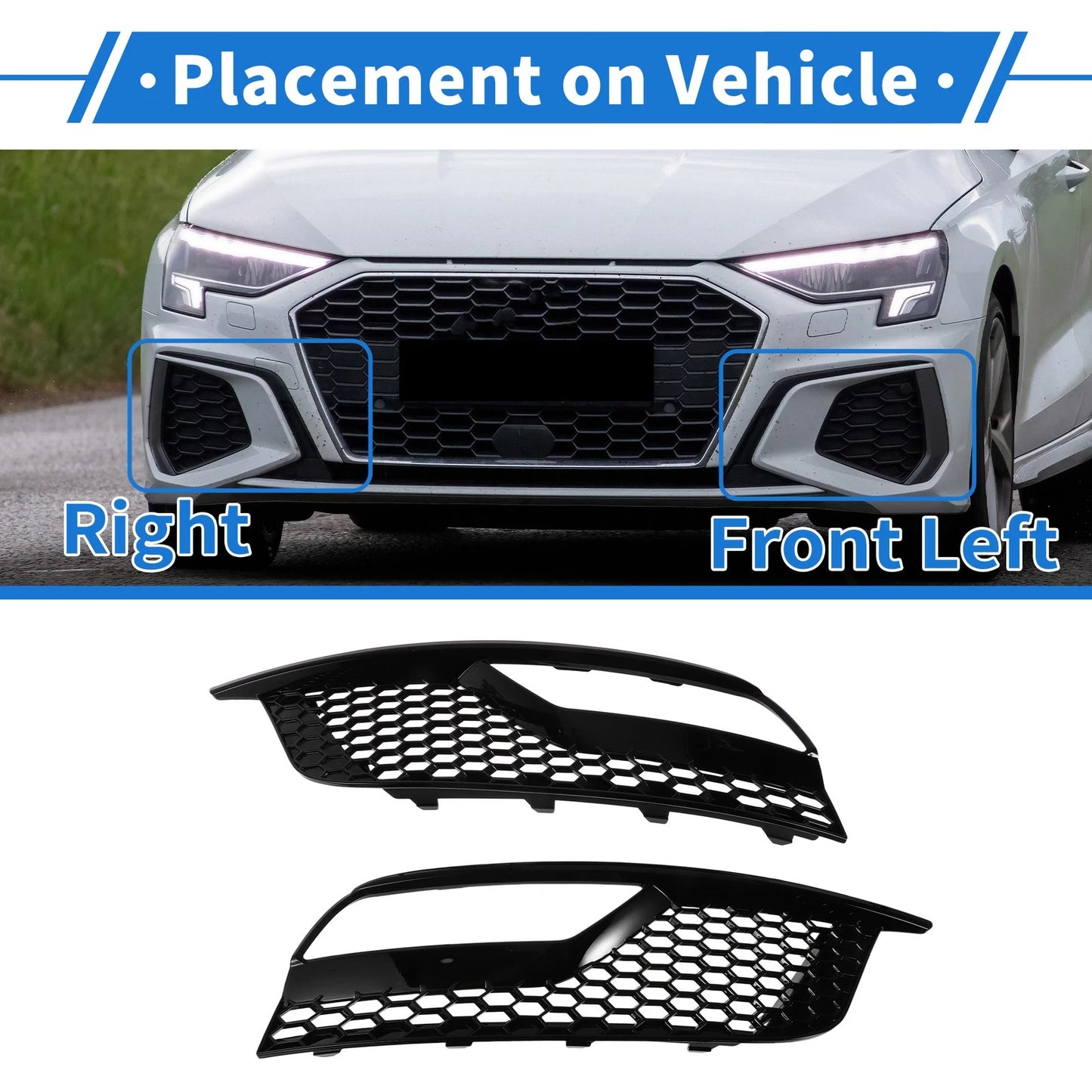 2X Fog Light Grills for Audi A3 (2013–2016) No. 8V5807681A