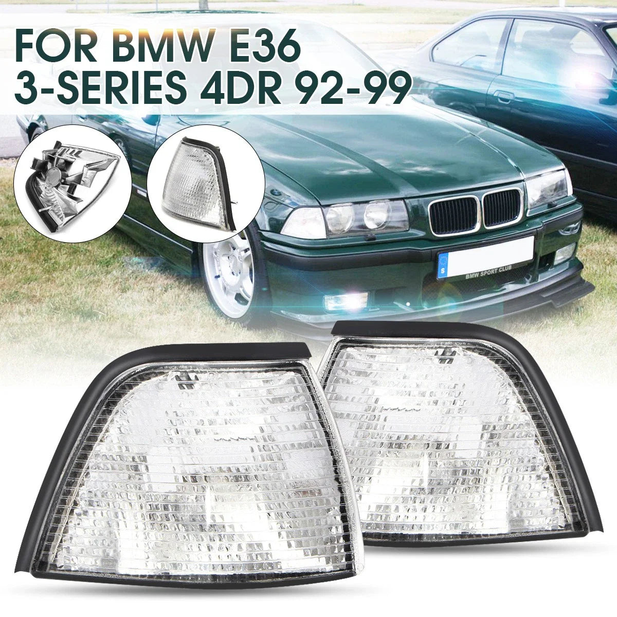 Clear Corner Light Sidelight for BMW E36 3 Series Sedan (1992–1999)