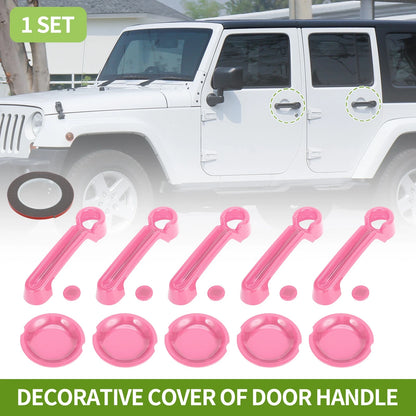 Set of 4 Decorative Door Handle Covers for Jeep Wrangler JK JKU (2007–2018) Pink ABS