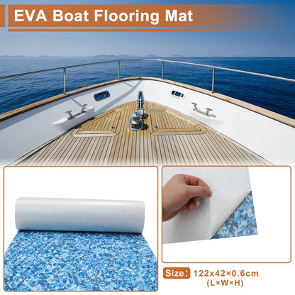 Self-Adhesive Boat Flooring Strip 48" L x 17" W Camo Blue