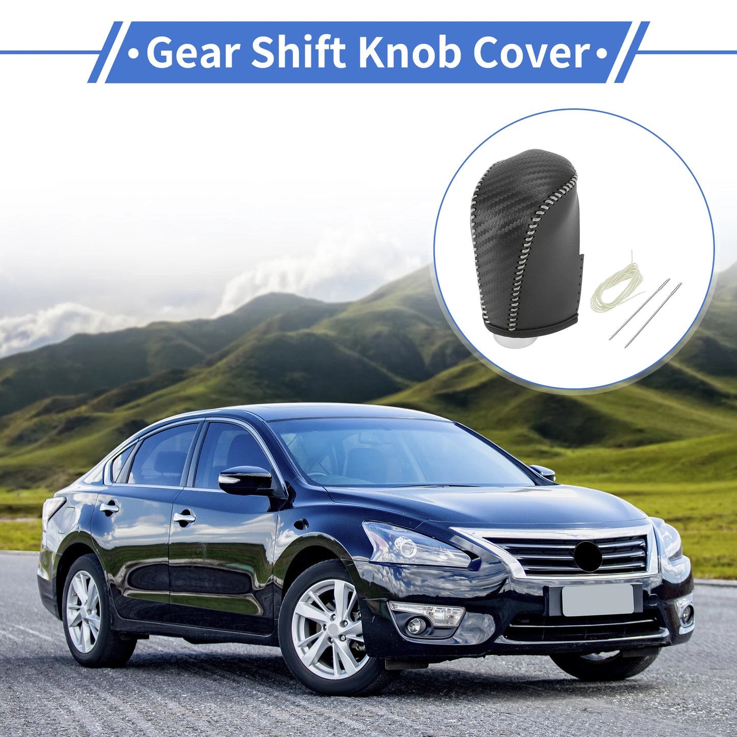 1 Pc Gear Shift Knob Cover for Nissan Altima (2019–2024) Black Carbon Fiber