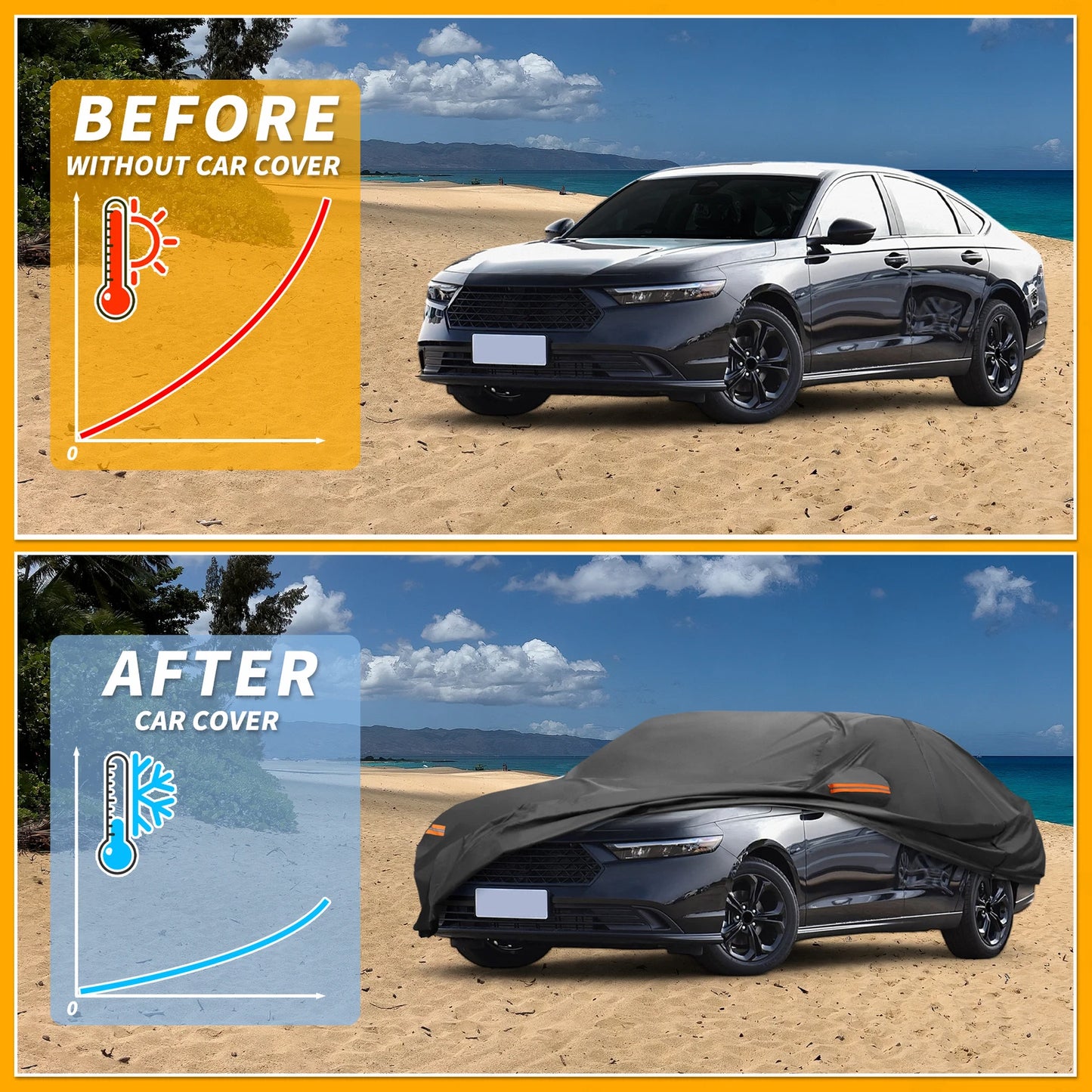 Waterproof All Weather Car Cover for Honda Accord Sedan (190T-PU)