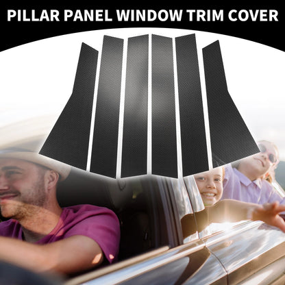 Set of 6 Car Pillar Window Trim Covers for Honda CR-V (2017–2022) Black Carbon Fiber