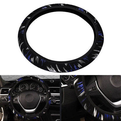 Steering Wheel Cover 37-38CM PU Leather Good Grip for Car Black-Blue