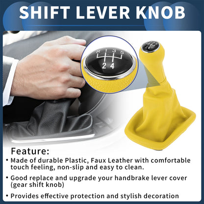 5 Speed Manual Gear Shifter Knob with Cover for VW Bora (1999–2005) Yellow