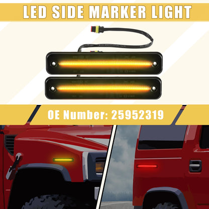 2X Front LED Side Marker Light 25952319 for Hummer  Black Lens Amber