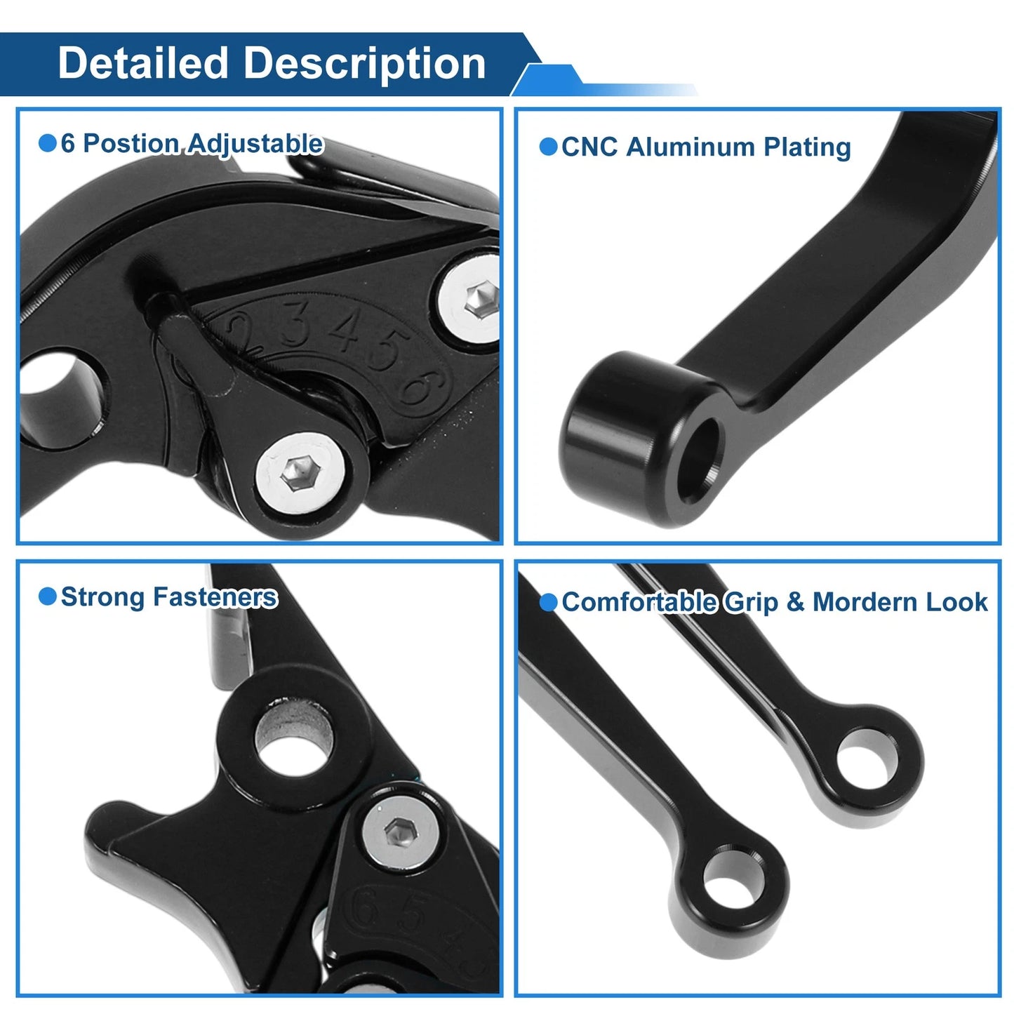 Adjustable Short Brake Clutch Lever Set for Yamaha YFZ 450 (2003–2006) Black