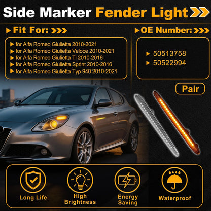 Side Marker Fender Light 50513758 for Alfa Romeo Giulietta (2010–2021) 1 Pair