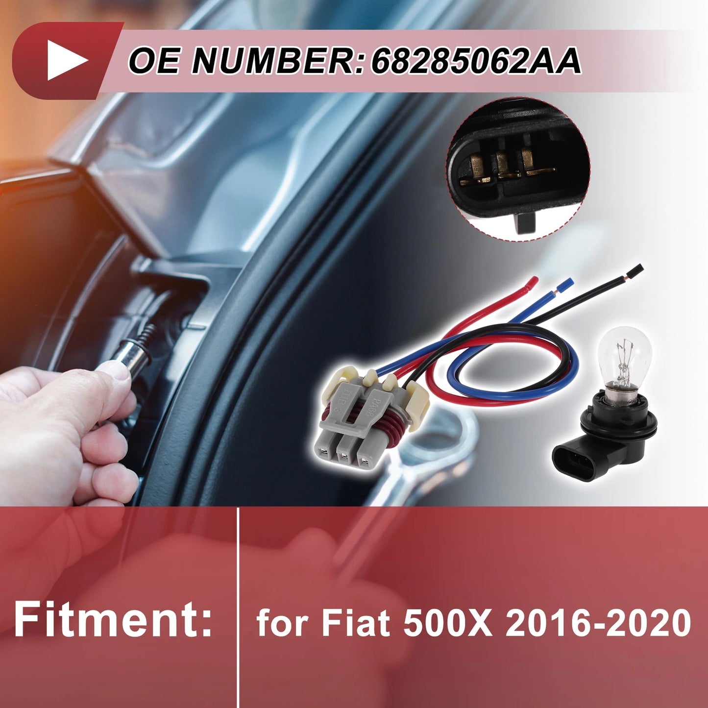 Headlight Light Socket Wiring for Fiat 500X (2016–2020) No. 68285062AA
