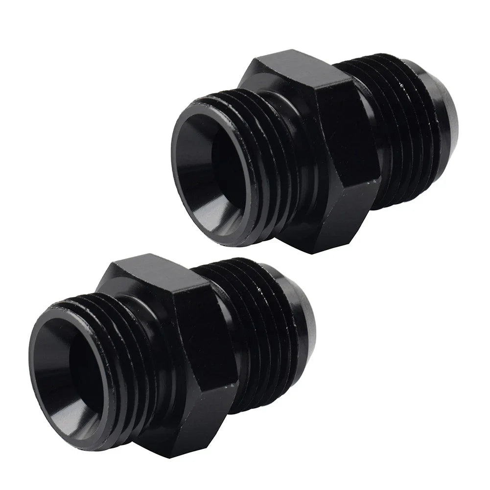 Black Aluminum AN12 Flare to 12AN ORB Male Fitting Adapter w/ O-Rings