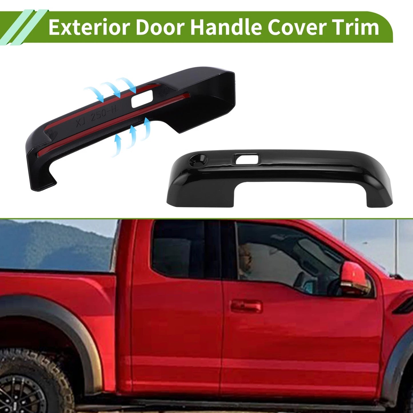 Exterior Door Handle Cover Trim for Ford F150 (2015–2023) Glossy Black