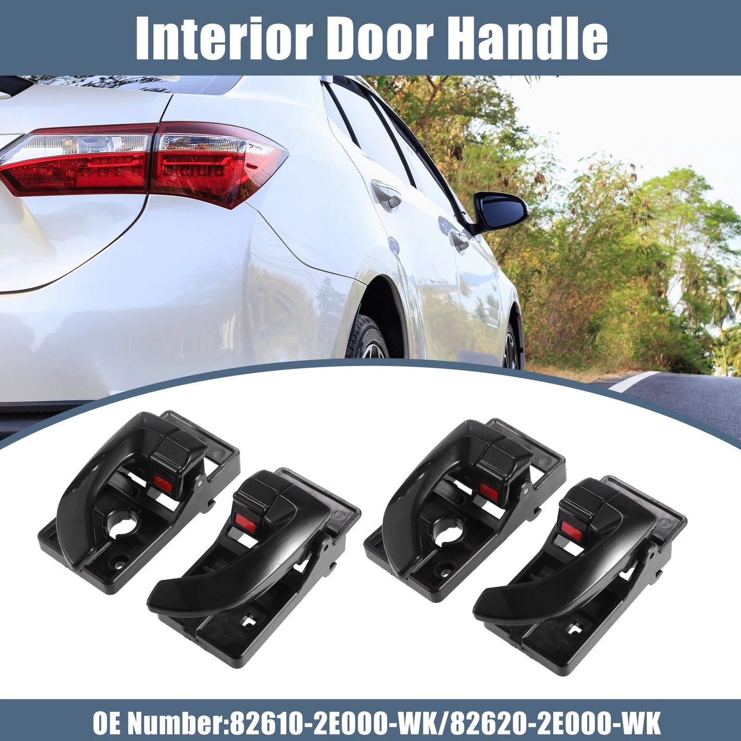2 Pair Interior Door Handle for Hyundai Tucson (2005–2009) Black